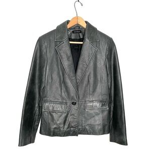 Context | Dark Gray Fitted Leather Blazer